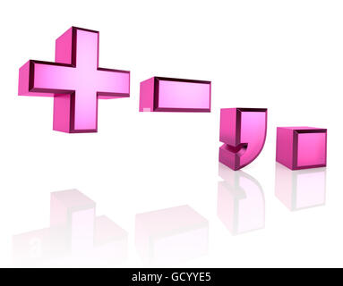 Simboli rosa isolato su sfondo bianco. Il rendering 3D Foto Stock