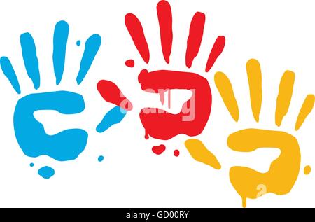 Kid giocoso stampe a mano arte vettoriale Illustrazione Vettoriale