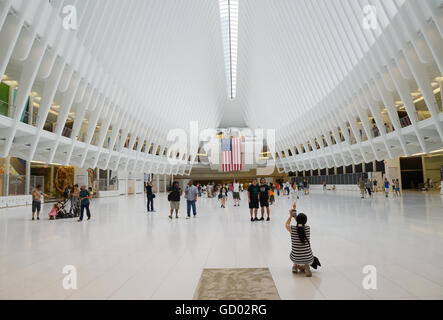 Occhio, la nuova stazione di transito, WTC 9/11 Memorial Plaza, Manhattan New York City Foto Stock