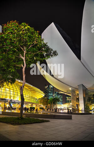 SINGAPORE - novembre 06: ArtScience Museum di Singapore il quartiere finanziario a sfondo su Novembre 06, 2015 a Singapore Foto Stock