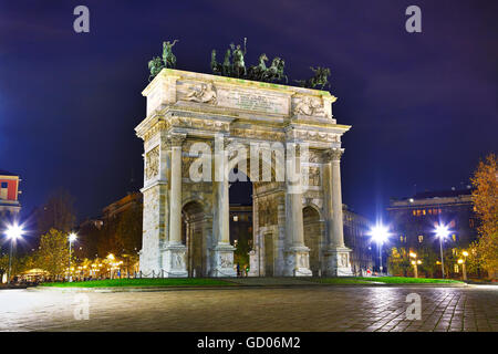 Arco della Pace (Porta Sempione) in Milano, Italia Foto Stock