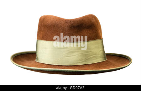 Mens vintage hat isolati su sfondo bianco Foto Stock