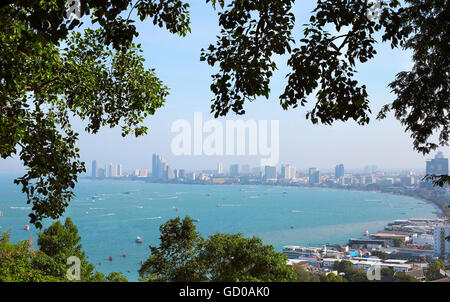 Spiaggia di Pattaya vista. Thailandia. Vista dalla parte superiore Foto Stock