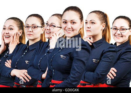 Collage di giovane donna con emozioni diverse Foto Stock