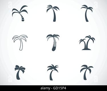 Vettore palm nero set di icone Illustrazione Vettoriale
