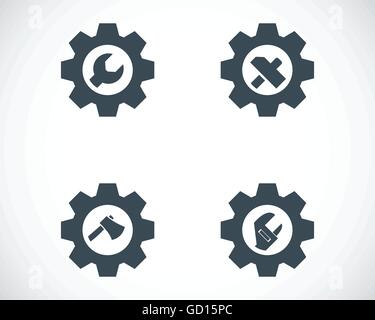 Vettore strumenti nero in marcia set di icone Illustrazione Vettoriale