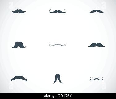 Vettore mustaches nero set di icone Illustrazione Vettoriale