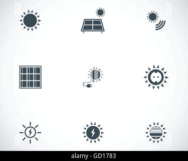 Nero di vettore di energia solare set di icone Illustrazione Vettoriale