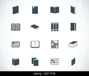 Vettore libro nero set di icone Illustrazione Vettoriale