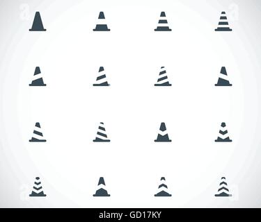 Vettore di traffico nero cono set di icone Illustrazione Vettoriale
