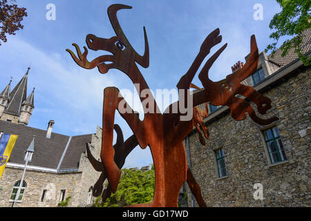 Waidhofen an der Ybbs: scultura di ferro sul castello di Rothschild, Austria, Niederösterreich, Bassa Austria, Mostviertel Foto Stock