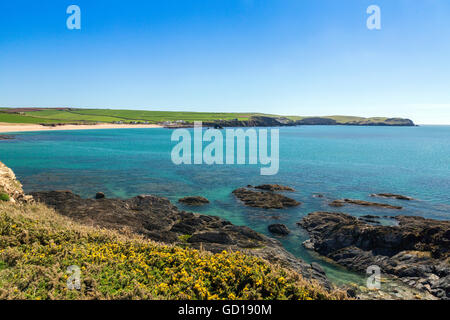 Thurlestone sulla sabbia e sulla roccia, Devon, Inghilterra, Regno Unito Foto Stock