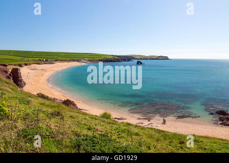 Thurlestone sulla sabbia e sulla roccia, Devon, Inghilterra, Regno Unito Foto Stock