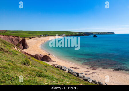 Thurlestone sulla sabbia e sulla roccia, Devon, Inghilterra, Regno Unito Foto Stock