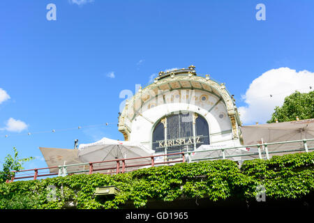 Wien, Vienna: Otto Wagner Pavilion Karlsplatz , un ex edificio della stazione di Vienna Stadtbahn , oggi cafe, Austria, Wien, 0 Foto Stock