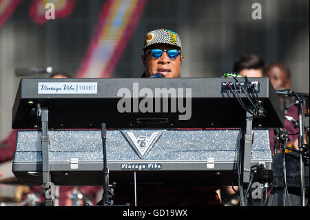 Stevie Wonder si esibisce al British Summer Time Festival di Hyde Park, Londra. Foto Stock