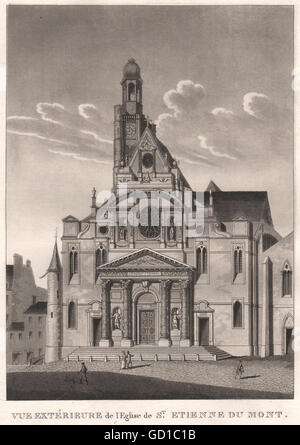 Parigi: Eglise de Saint Etienne du Mont. La puntasecca, antica stampa 1808 Foto Stock