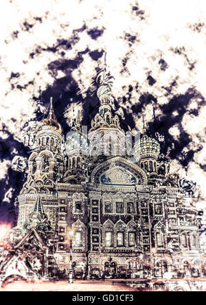 Chiesa del Sangue versato a San Pietroburgo, Russia. Foto Stock