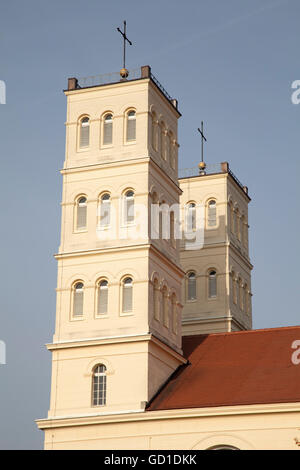 Villaggio Chiesa, stile classico, architetto Karl Friedrich Schinkel, Straupitz, Spreewald, Brandenburg Foto Stock