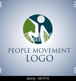 Lo spostamento delle persone logo progettato in modo semplice in modo che possa essere utilizzato per di più si propone come logo ,mark ,simbolo o icona. Illustrazione Vettoriale