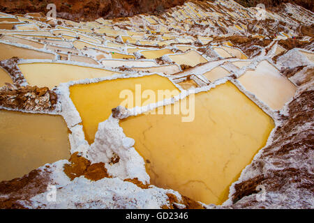 Salineras de Maras, Maras Saline, Valle Sacra, Perù, Sud America Foto Stock