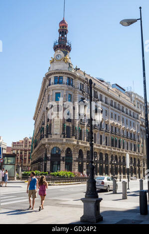 Il banco Espanol de Credito edificio, Madrid, Spagna, Europa Foto Stock