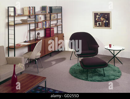 Arredamento, soggiorno, circa 1960, diritti-aggiuntivi-non-disponibili Foto Stock