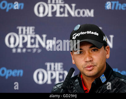 Australia Jason giorno durante una conferenza stampa durante il giorno di pratica presso il Royal Troon Golf Club, South Ayrshire. Foto Stock