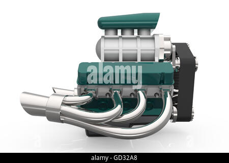 Hot Rod motore V8 3D render Foto Stock