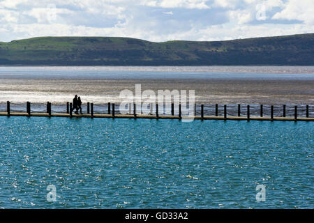 Lago marino causeway, Weston-Super-Mare, Somerset, Regno Unito Foto Stock