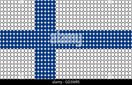 Abstract punteggiato bandiera della Finlandia hanno realizzato da piccoli punti o cerchi. Illustrazione Vettoriale