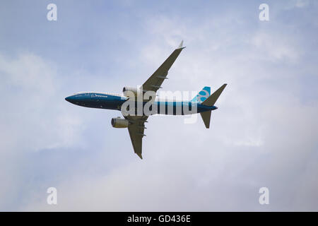 Farnborough, Hampshire, Regno Unito. 12 Luglio, 2016. Farnborough International Airshow 2016 Martedì 12 luglio 2016. BOEING 737 Max Credito: Jeff Gilbert/Alamy Live News Foto Stock