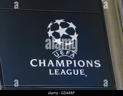UEFA Champions League logo, l'associazione calcistica nazionale dell'Europa Foto Stock