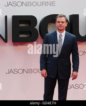 Matt Damon assiste il Jason Bourne premiere del film a Londra, luglio 11, 2016 Foto Stock