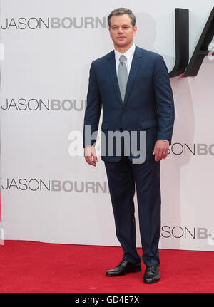 Matt Damon assiste il Jason Bourne premiere del film a Londra, luglio 11, 2016 Foto Stock