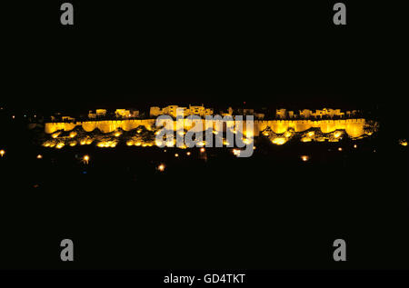 Illuminata Jaisalmer Fort Foto Stock