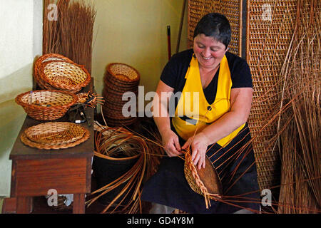 Cesto-maker, Camacha, Isola di Madeira, Portogallo Foto Stock