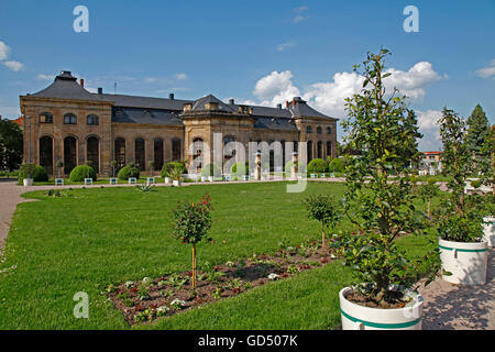 Aranciera e parco barocco del castello di Friedenstein, Gotha, Turingia, Germania Foto Stock