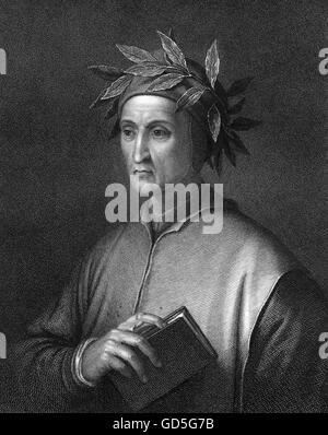 DANTE ALIGHIERI (c) 1265-1321 poeta italiano. Xix secolo incisione in acciaio basato su 1495 ritratto da Botticelli Foto Stock