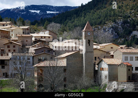 Il villaggio di Gósol, vicino a Berga, Catalogna, Spagna. L'artista Picasso hanno trascorso qualche tempo qui e dipinto alcuni dei suoi lavori. Foto Stock