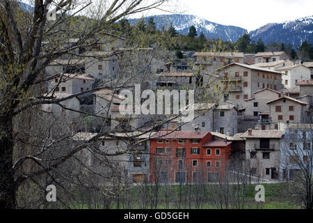 Il villaggio di Gósol, vicino a Berga, Catalogna, Spagna. L'artista Picasso hanno trascorso qualche tempo qui e dipinto alcuni dei suoi lavori. Foto Stock