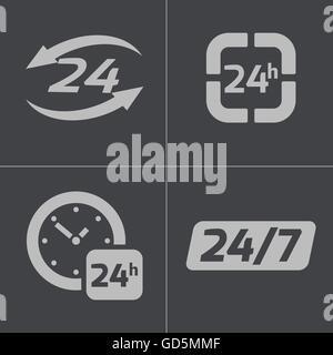Vector black 24 ore di set di icone Illustrazione Vettoriale