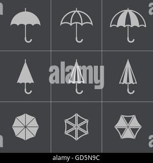 Vettore Ombrello nero set di icone Illustrazione Vettoriale