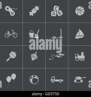 Vettore giocattoli nero set di icone Illustrazione Vettoriale