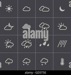 Vettore meteo nero set di icone Illustrazione Vettoriale