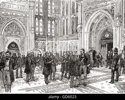 Gli Stati's Hall, la House of Commons, il Palazzo di Westminster, Londra, Inghilterra nel XIX secolo. Foto Stock