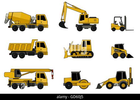 Macchine per Costruzione icone. Illustrazione Vettoriale
