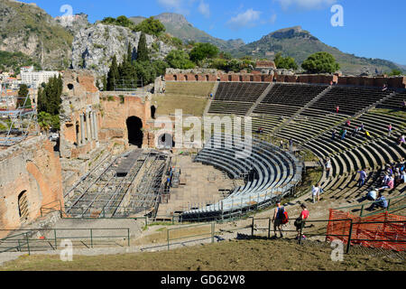 Teatro Greco - Taormina, Sicilia, Italia Foto Stock