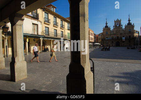 Astorga, piazza principale, Plaza Mayor, il Municipio, la Via de la Plata, Ruta de la Plata, provincia di León, Castilla y Leon, Camino de Santiago, modo di St James, Spagna, Europa Foto Stock