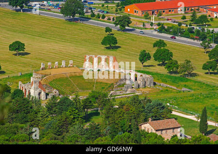 Gubbio, Teatro Romano, Umbria, Italia, Europa Foto Stock